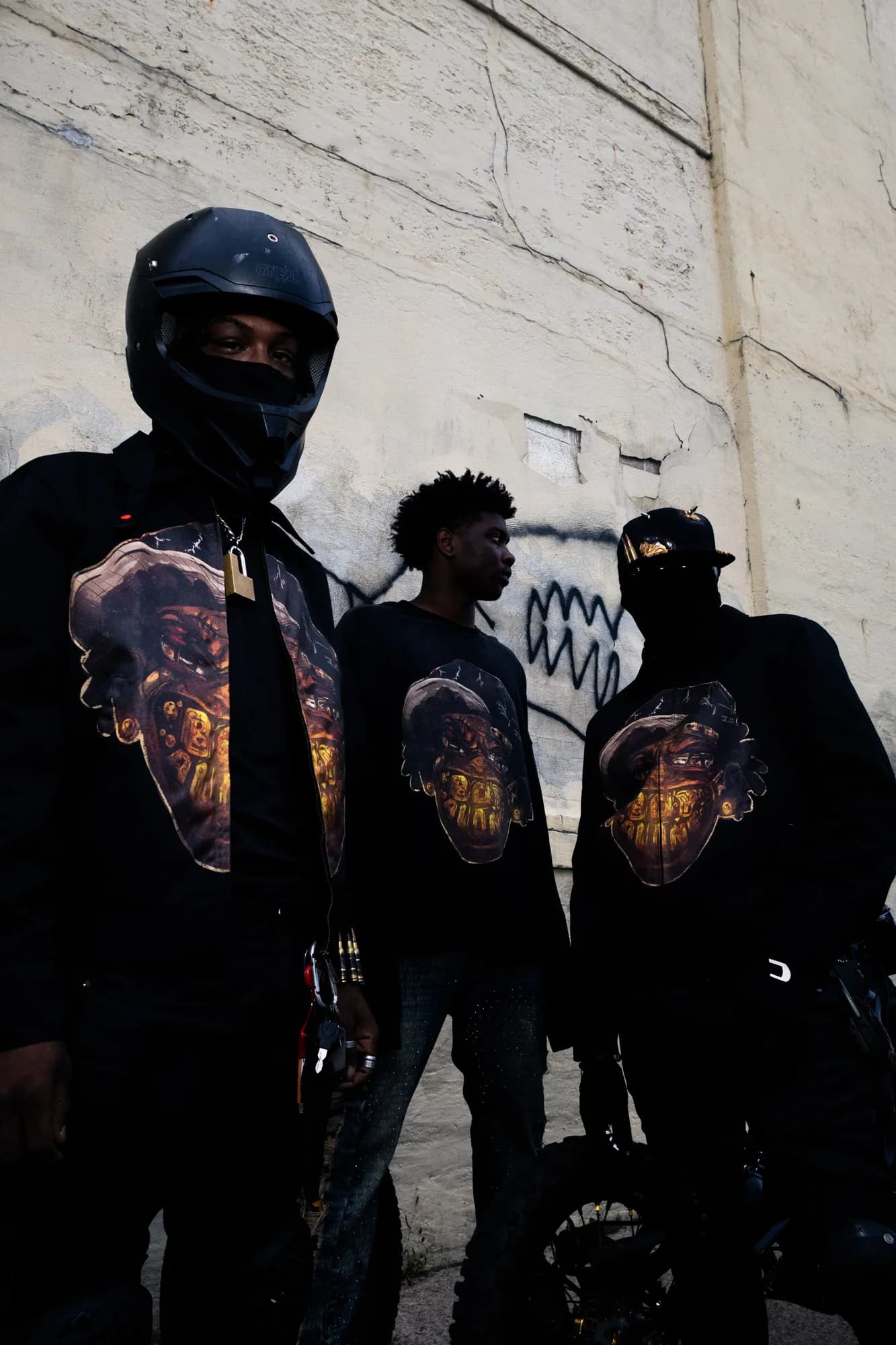 BOY ALONE — SHINING THROUGH THE PAIN BROKEN FACE & GRILLS GRAPHIC WORKWEAR JACKET Detail